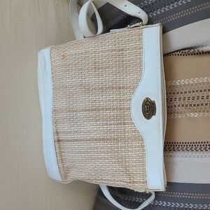 Etienne Aigner White and Tan Shoulder Bag
